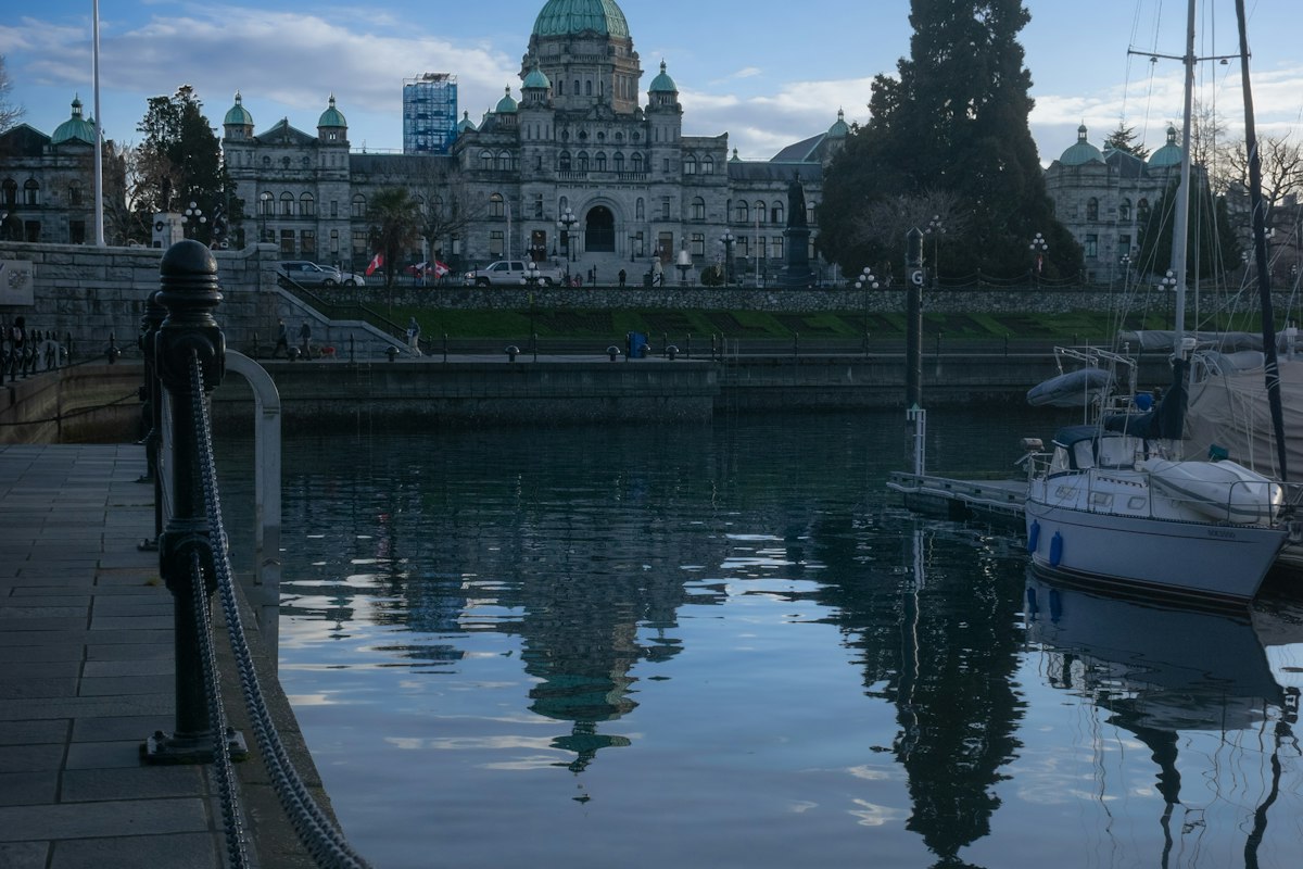 British Columbia Parliament Buildings across Victoria Inner Harbour